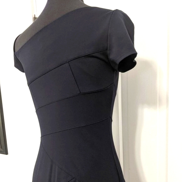 Asymmetrical Navy Slim Fitting Dress Size 2 - Picture 12 of 15
